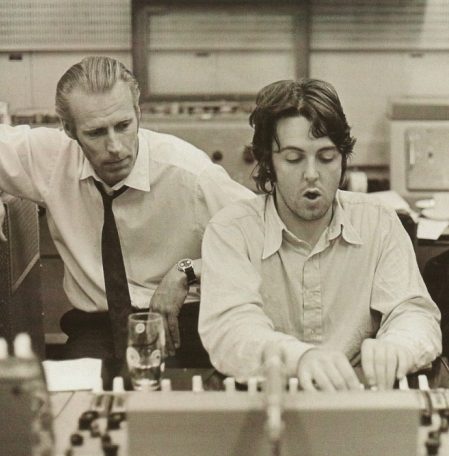 sir george martin in studio with paul mccartney